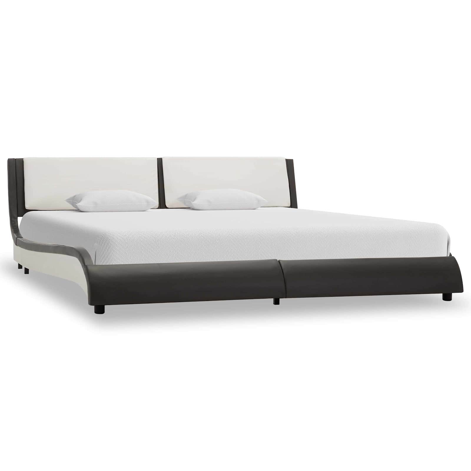 Estructura de cama Gris y blanco 160 x 200 cm Cuero artificial