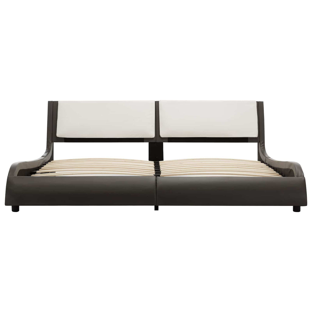 Estructura de cama Gris y blanco 160 x 200 cm Cuero artificial