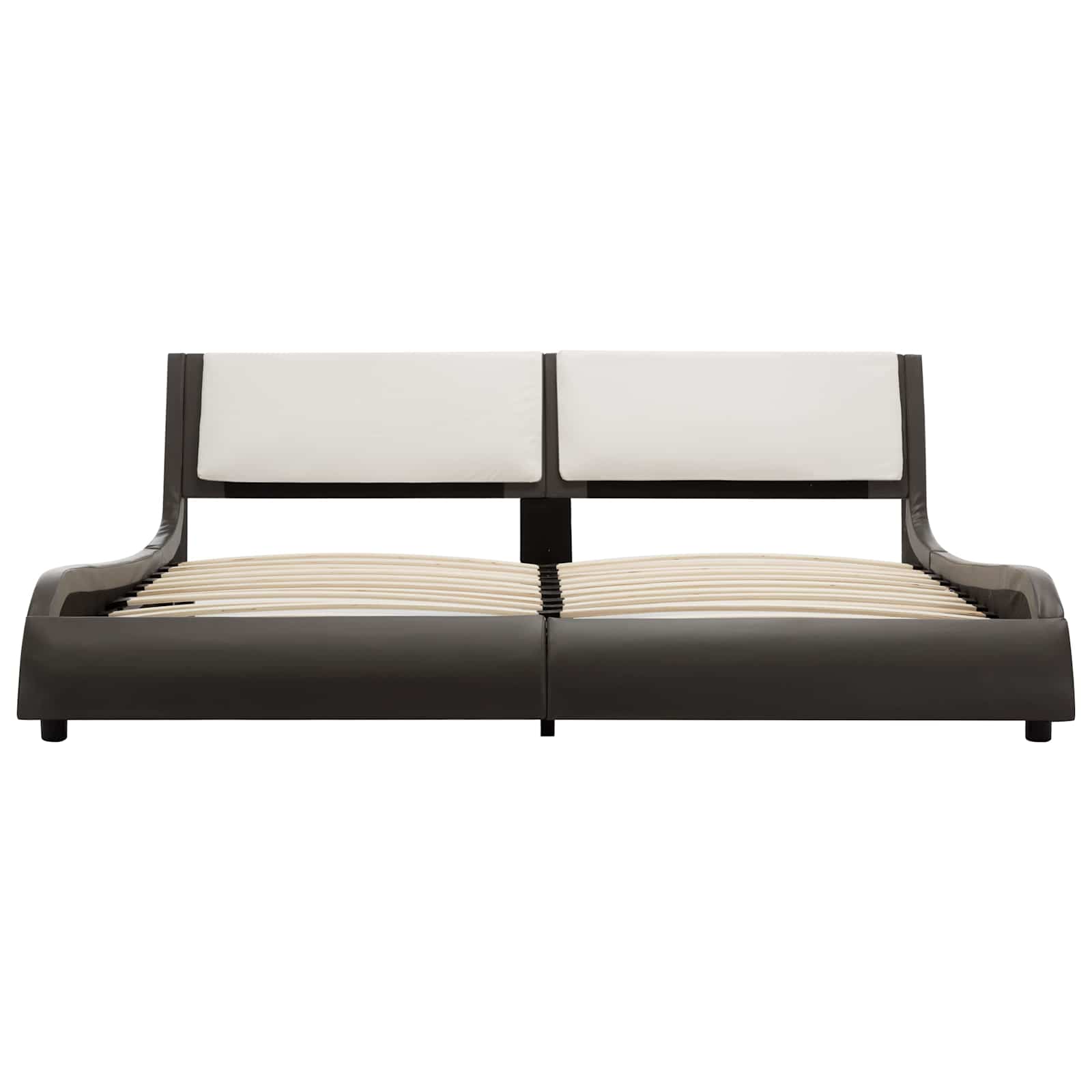 Estructura de cama Gris y blanco 160 x 200 cm Cuero artificial