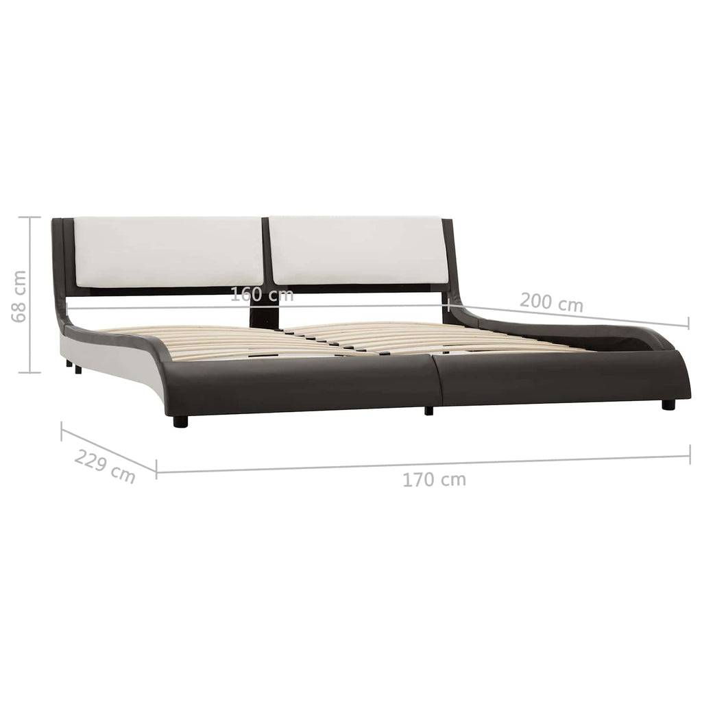 Estructura de cama Gris y blanco 160 x 200 cm Cuero artificial
