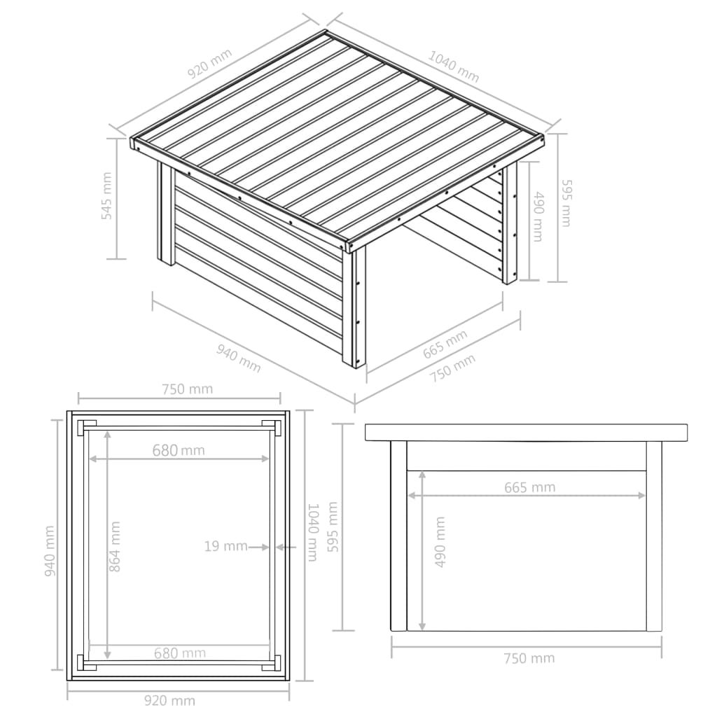 Cobertizo para cortacésped madera maciza de pino 92x104x59,5 cm