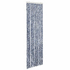 Cortina mosquitera chenilla azul blanco y plateada 56x185 cm