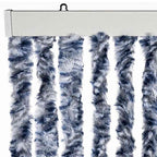 Cortina mosquitera chenilla azul blanco y plateada 56x185 cm
