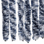 Cortina mosquitera chenilla azul blanco y plateada 56x185 cm