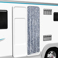 Cortina mosquitera chenilla azul blanco y plateada 56x185 cm