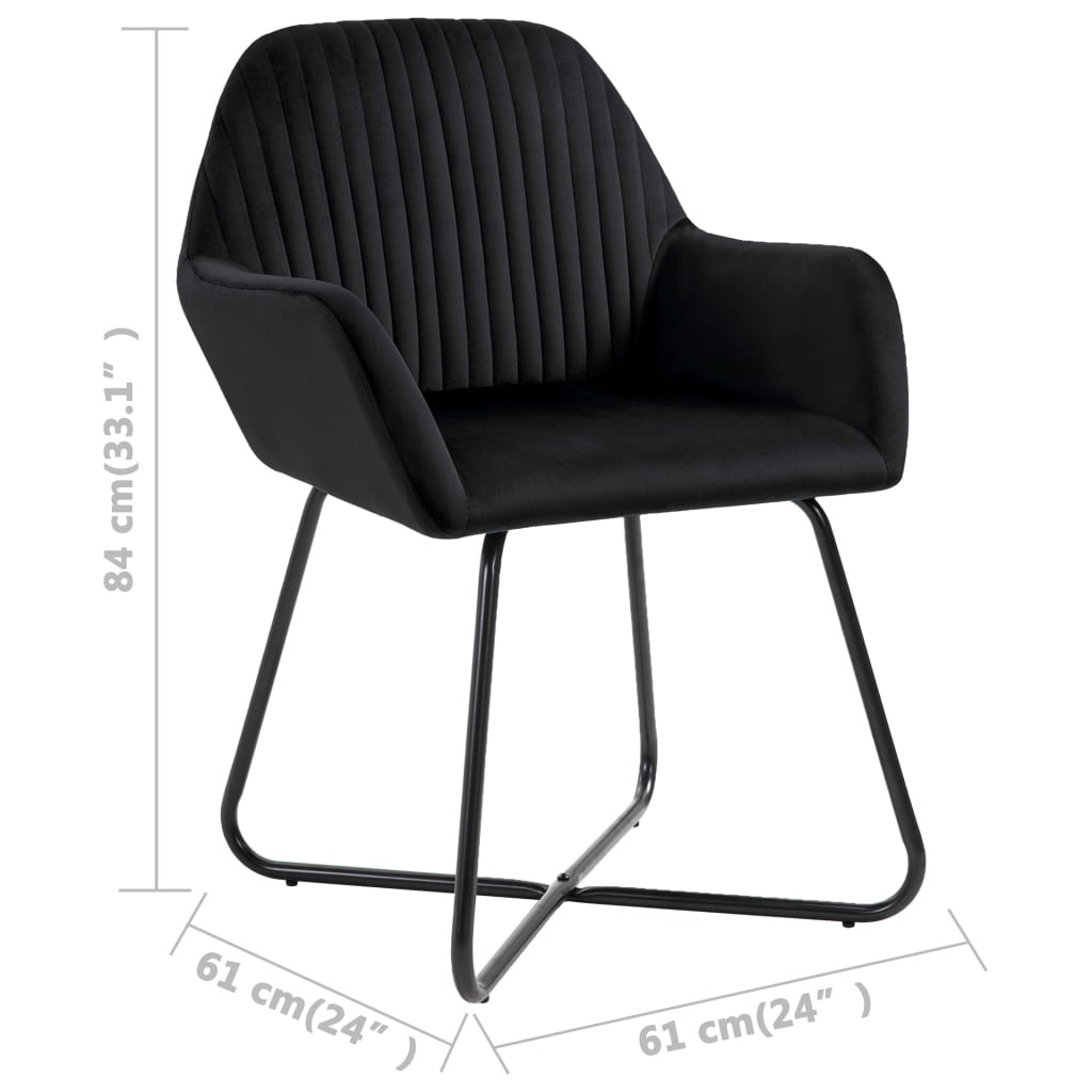 Sillas de comedor 2 unidades terciopelo negro