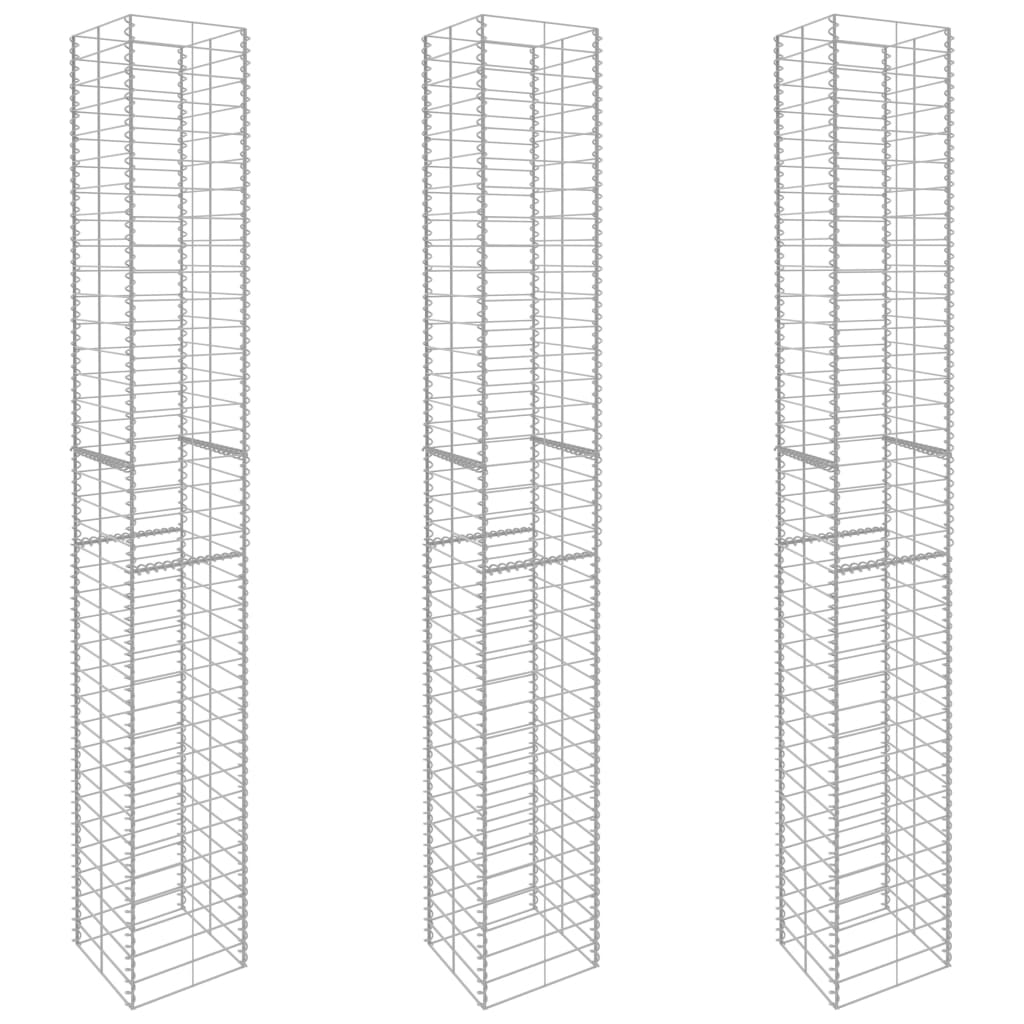 Cestas de muro de gaviones 3 uds acero galvanizado 25x25x197cm