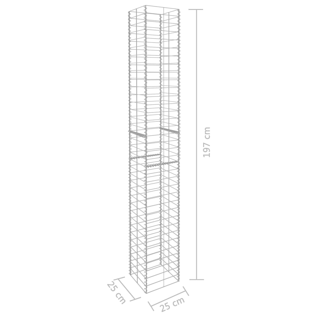 Cestas de muro de gaviones 3 uds acero galvanizado 25x25x197cm