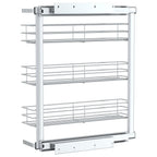 Cesta de cocina extraíble 3 niveles plateada 47x15,5x55,5 cm