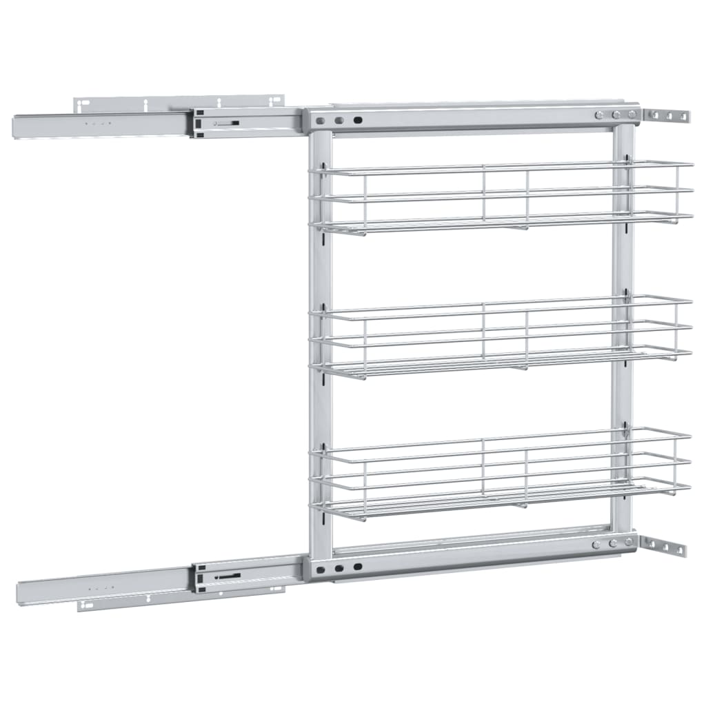 Cesta de cocina extraíble 3 niveles plateada 47x15,5x55,5 cm