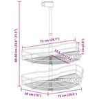 Bandeja cocina alambre 2 niveles plata 180 grados 75x38x80 cm
