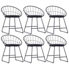Sillas de comedor asientos de cuero sintético 6 uds acero negro