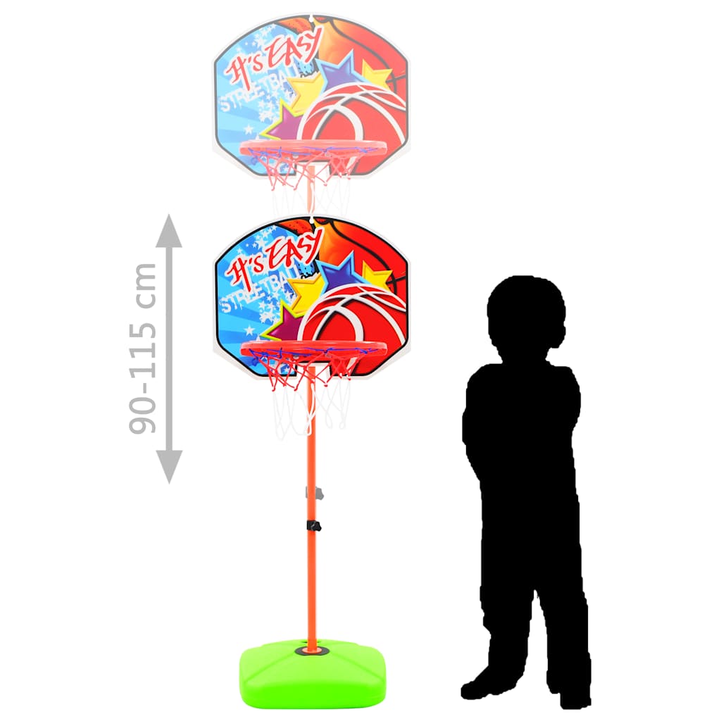 Canasta de baloncesto y balón para niños