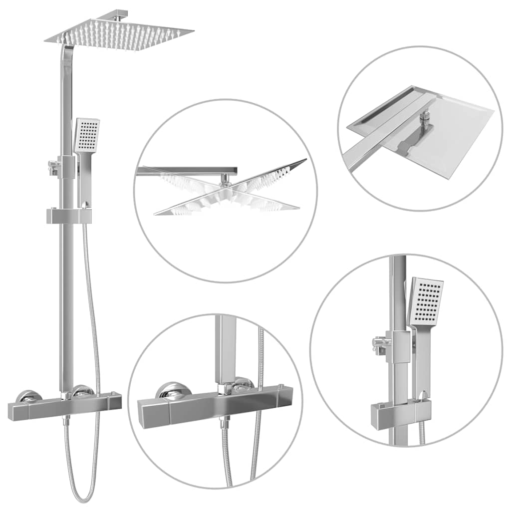 Kit de ducha combinado con termostato acero inoxidable