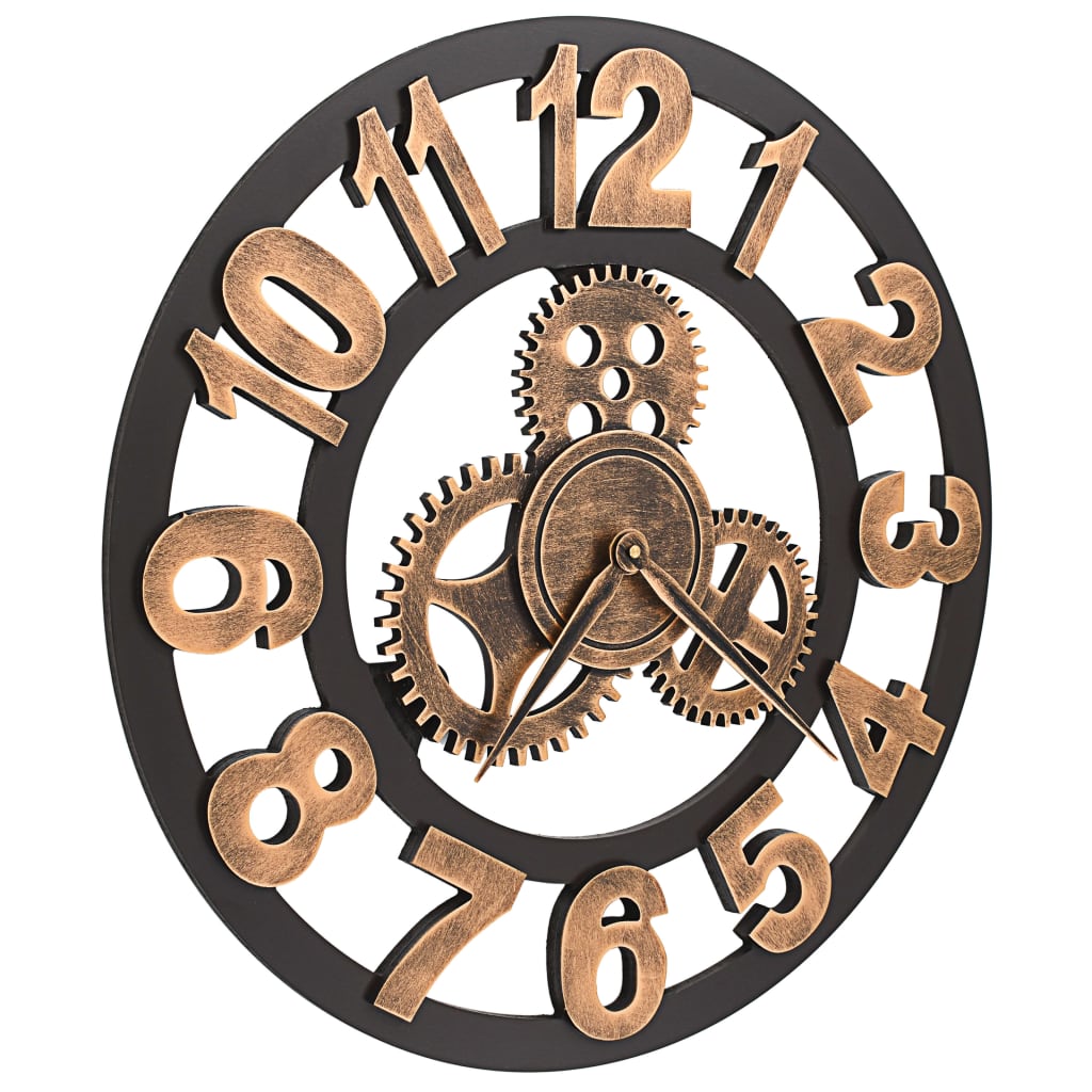 Reloj de pared de metal dorado y negro 58 cm