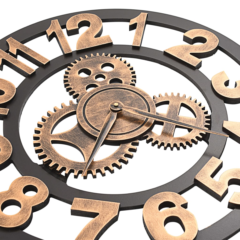 Reloj de pared de metal dorado y negro 58 cm