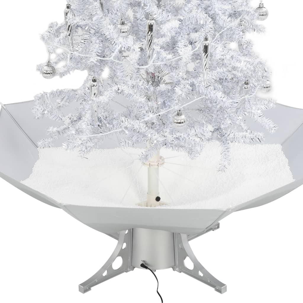 Árbol de Navidad con nieve con base en paraguas blanco 140 cm