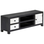 Mueble para TV tallado a mano mango gris blanco 120x30x40 cm