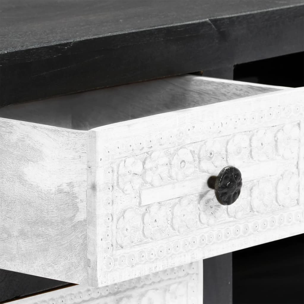 Mueble para TV tallado a mano mango gris blanco 120x30x40 cm
