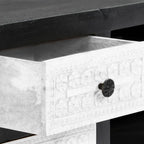 Mueble para TV tallado a mano mango gris blanco 120x30x40 cm