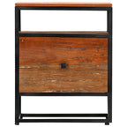 Mesita de noche de madera maciza reciclada y acero 40x30x50 cm