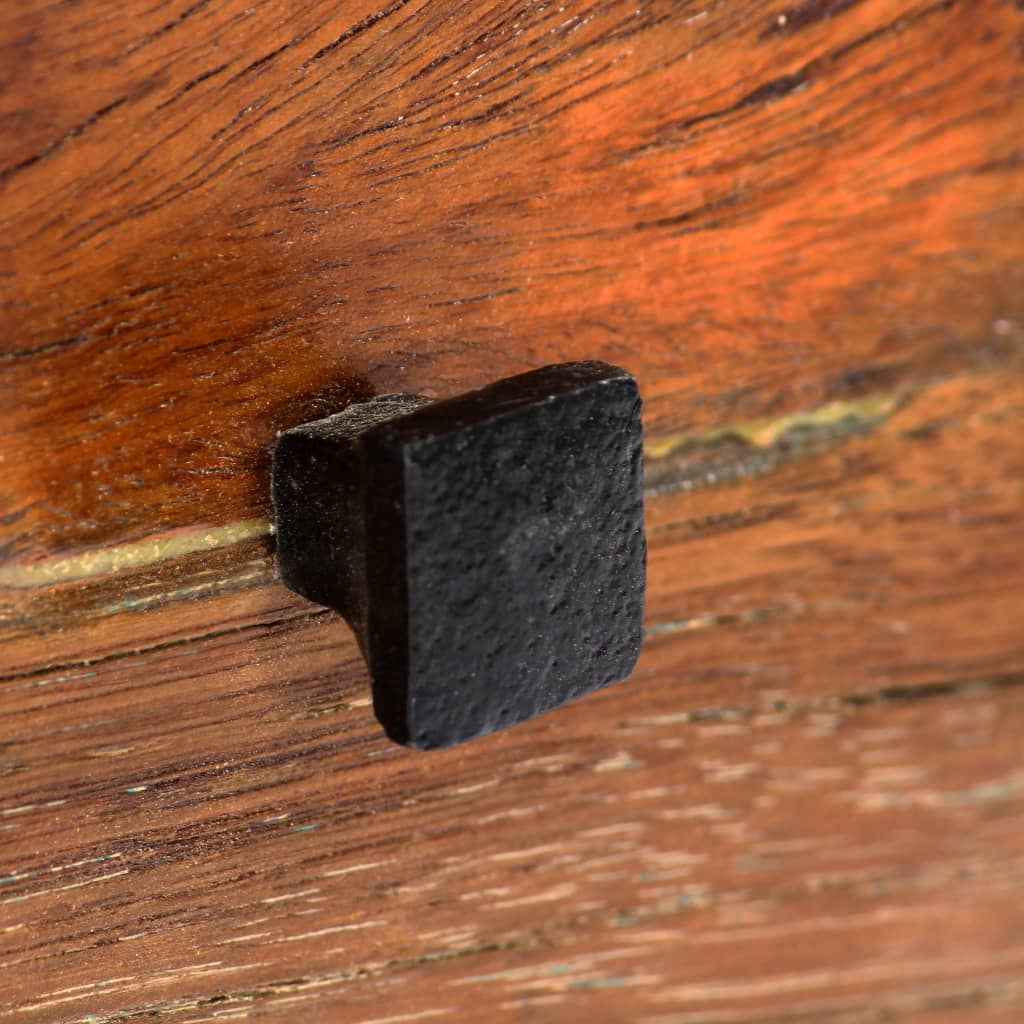 Mesita de noche de madera maciza reciclada y acero 40x30x50 cm