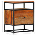 Mesita de noche de madera maciza reciclada y acero 40x30x50 cm