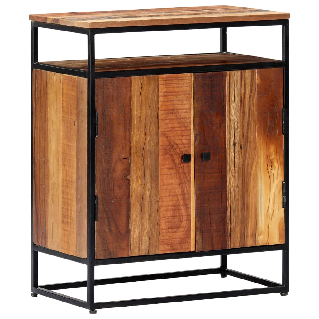 Aparador de madera maciza reciclada y acero 60x35x76 cm