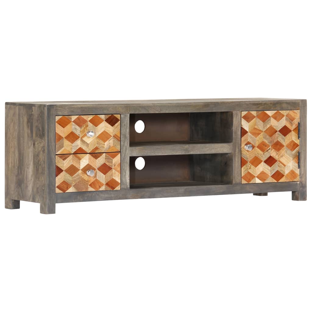Mueble para TV de madera maciza reciclada gris 120x30x40 cm