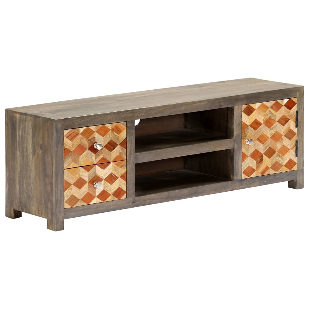 Mueble para TV de madera maciza reciclada gris 120x30x40 cm