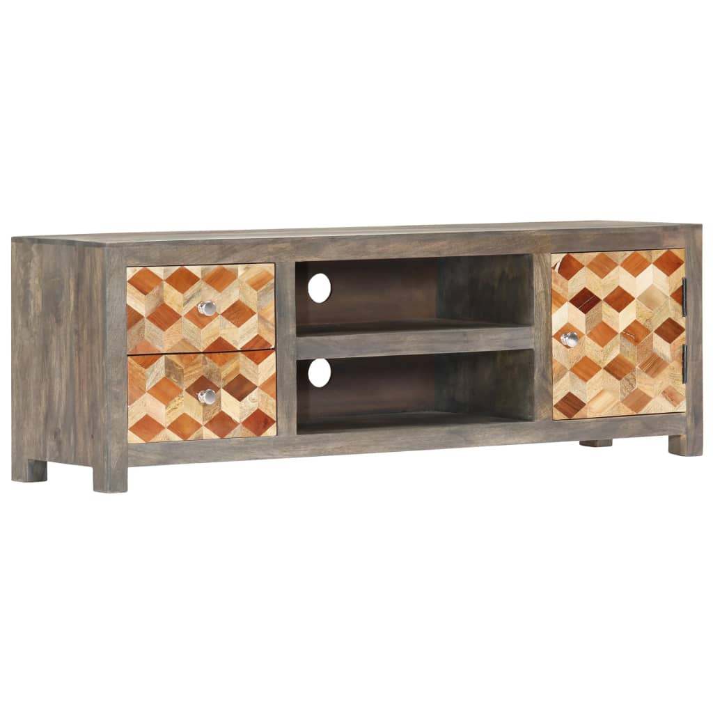 Mueble para TV de madera maciza reciclada gris 120x30x40 cm