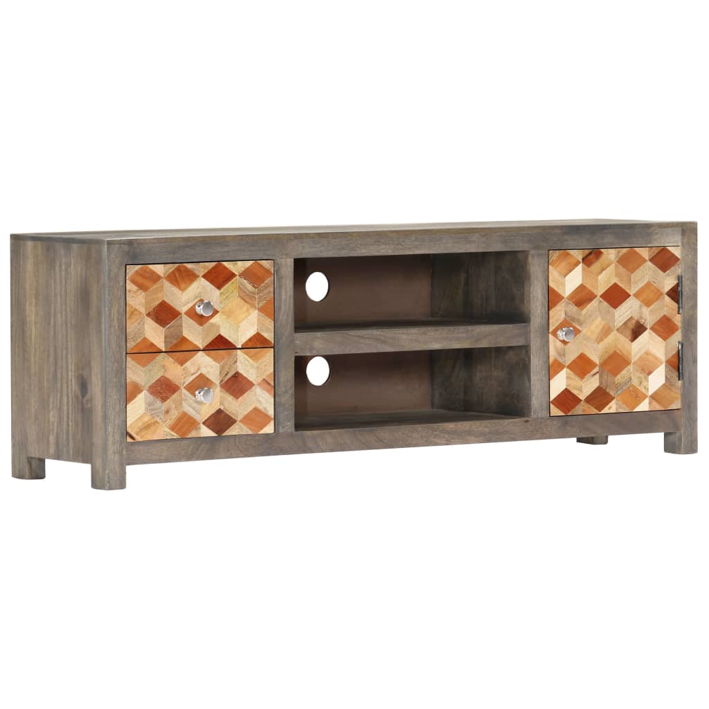 Mueble para TV de madera maciza reciclada gris 120x30x40 cm