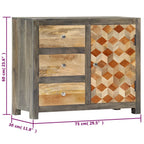 Aparador de madera maciza de mango gris 75x30x60 cm