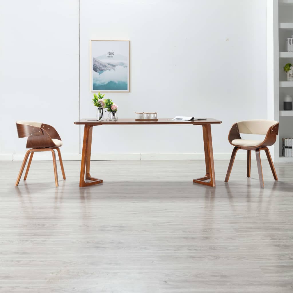 Silla de comedor de madera curvada y cuero sintético negro