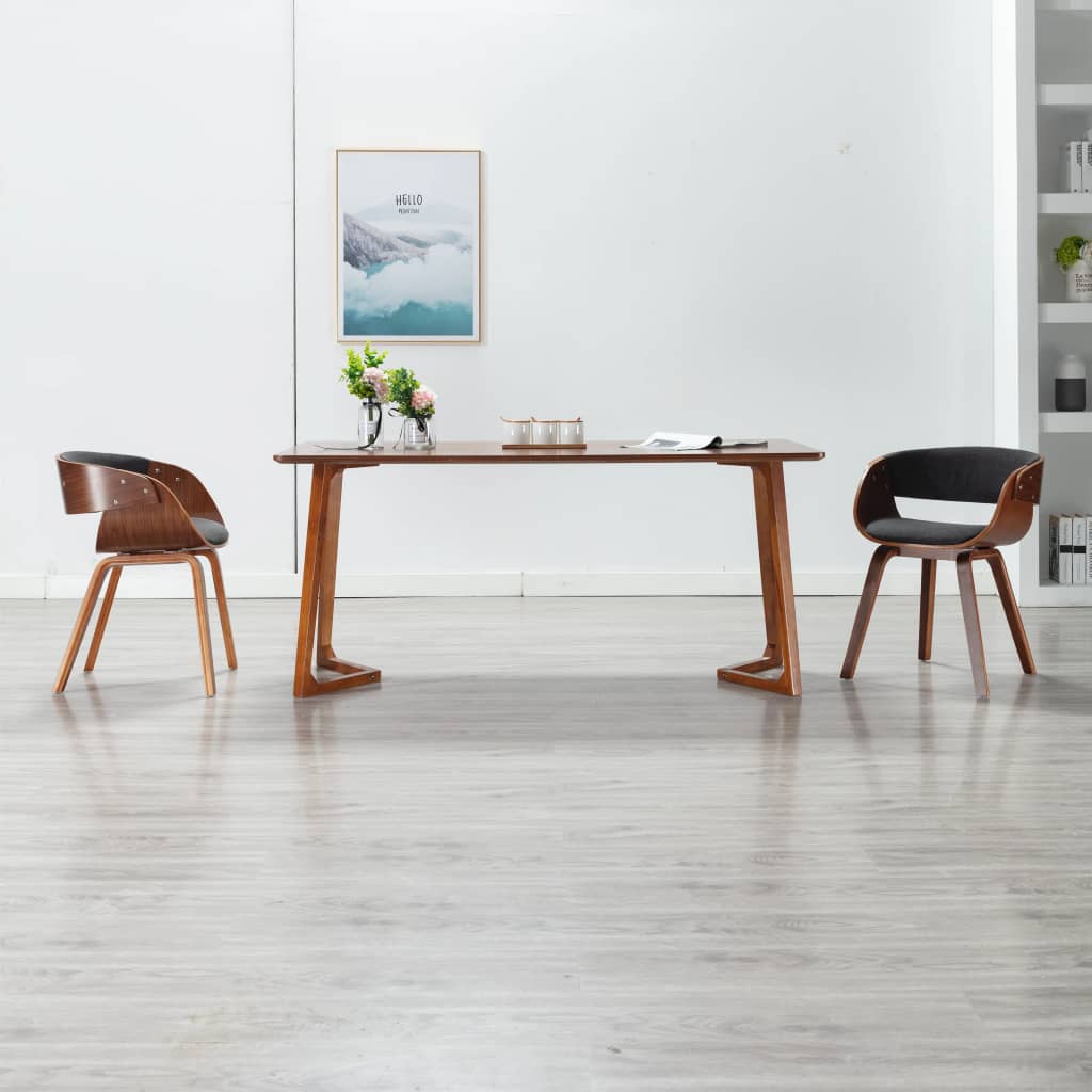 Silla de comedor de madera curvada y cuero sintético negro