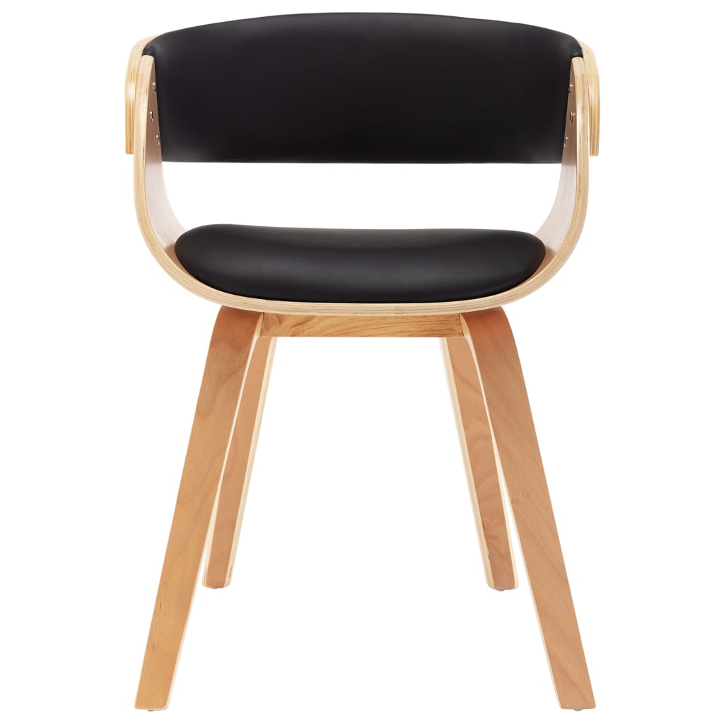 Silla de comedor de madera curvada y cuero sintético negro