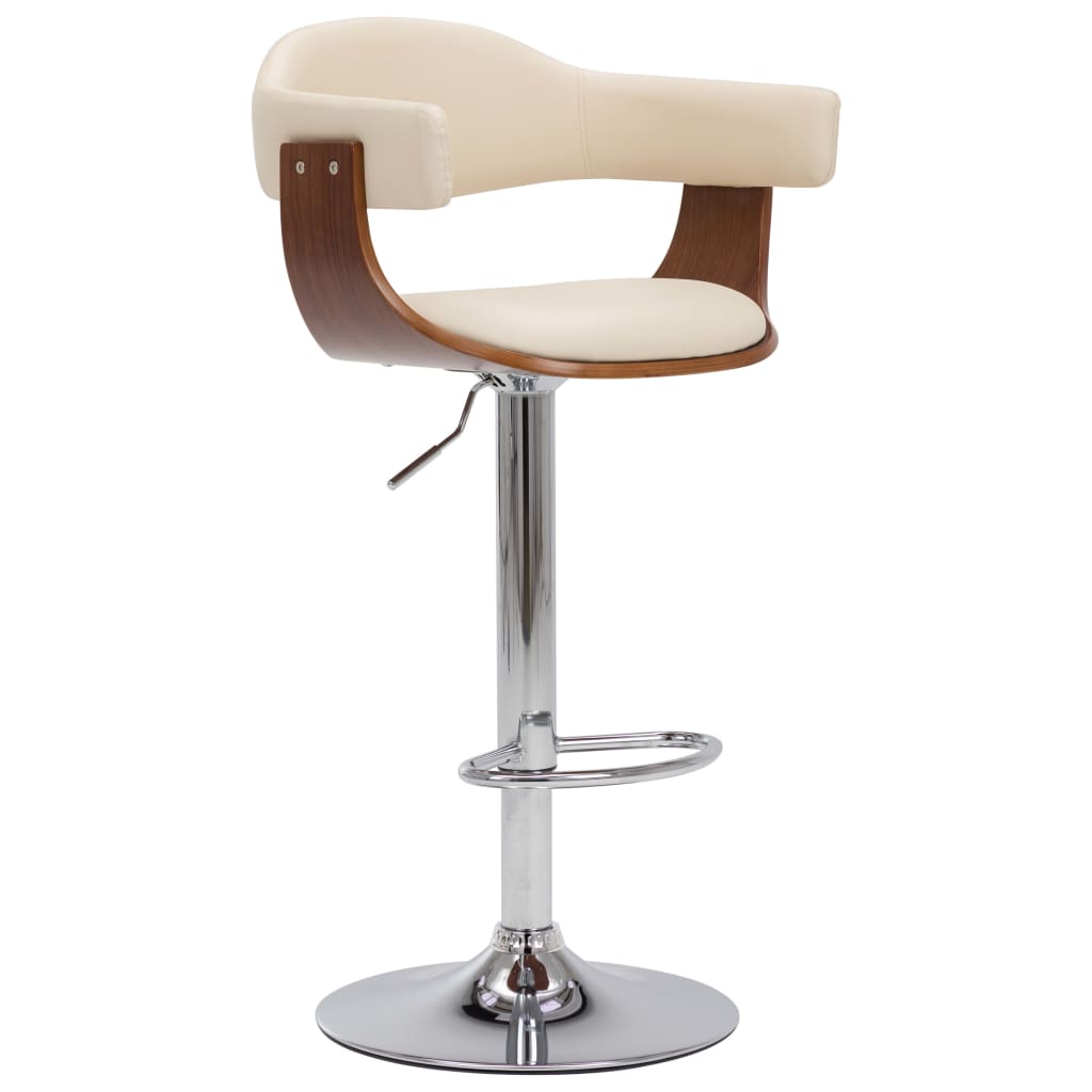 Taburetes de cocina 2 uds madera curvada cuero sintético crema