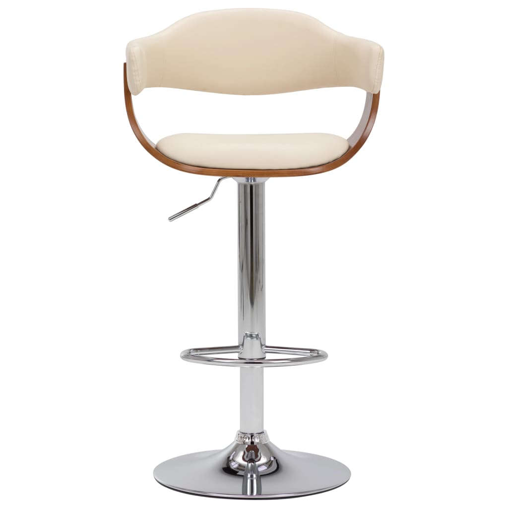 Taburetes de cocina 2 uds madera curvada cuero sintético crema
