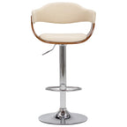 Taburetes de cocina 2 uds madera curvada cuero sintético crema