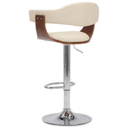 Taburetes de cocina 2 uds madera curvada cuero sintético crema