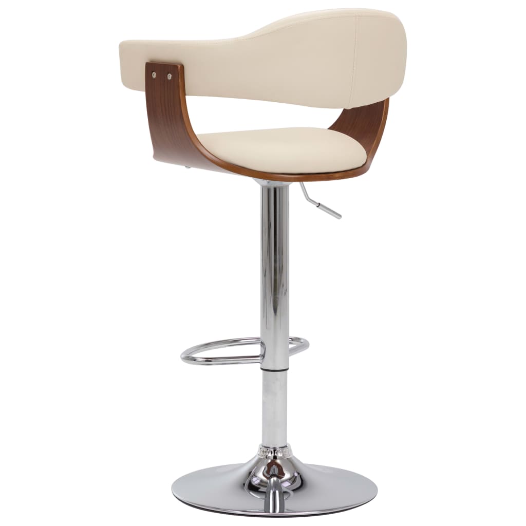 Taburetes de cocina 2 uds madera curvada cuero sintético crema