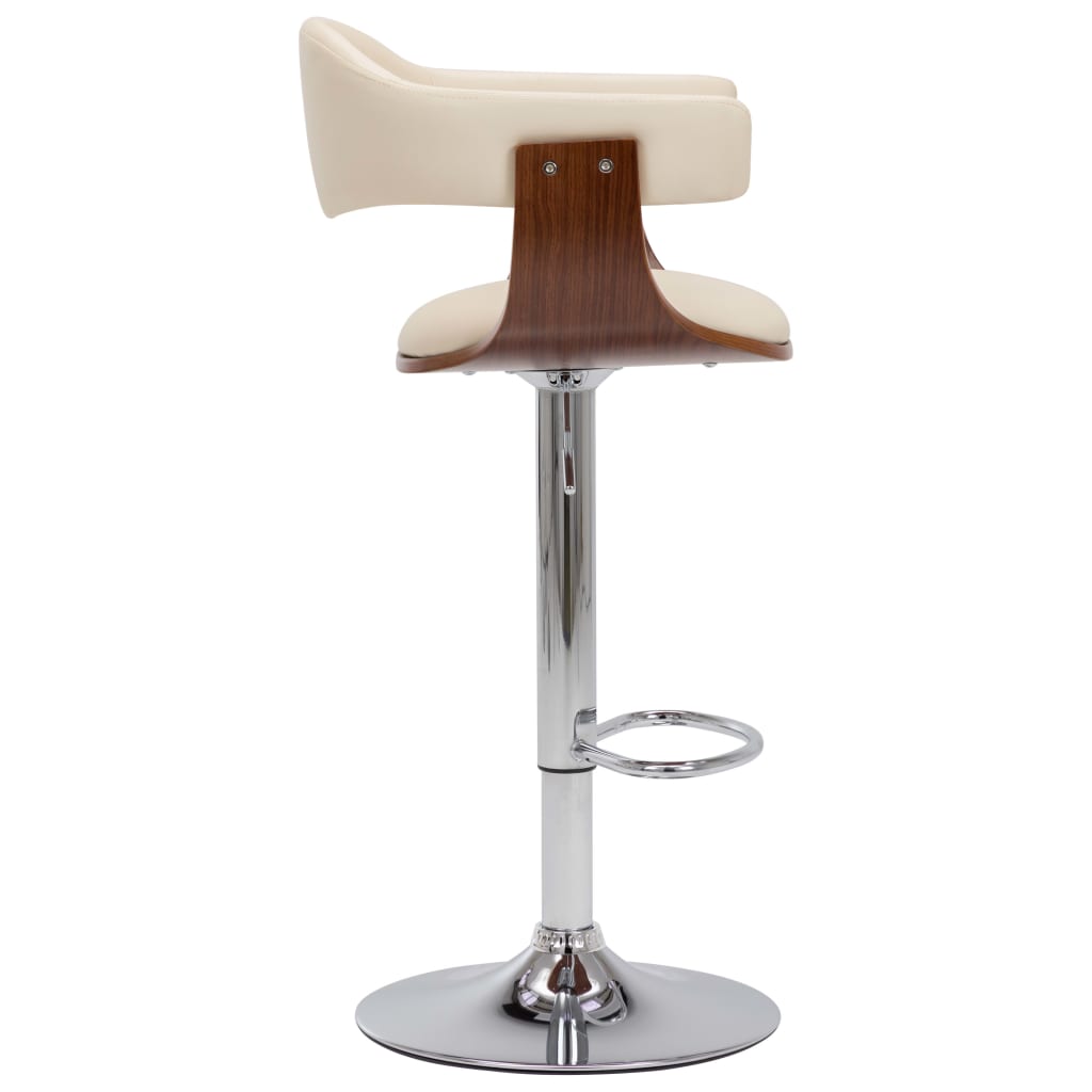 Taburetes de cocina 2 uds madera curvada cuero sintético crema
