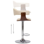Taburetes de cocina 2 uds madera curvada cuero sintético crema