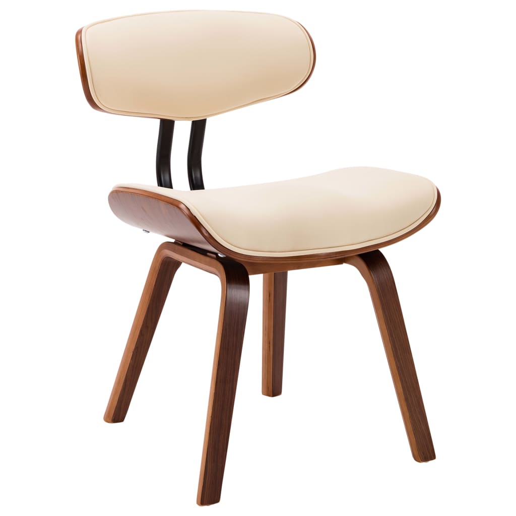 Sillas de comedor 2 uds madera curvada y cuero sintético crema