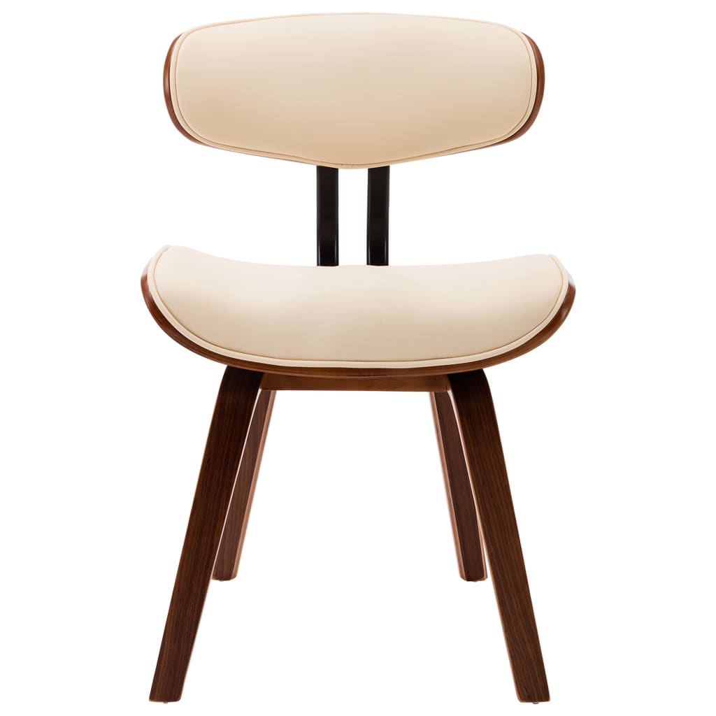 Sillas de comedor 2 uds madera curvada y cuero sintético crema