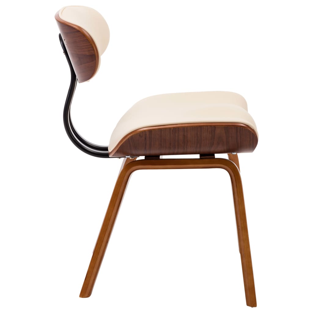 Sillas de comedor 2 uds madera curvada y cuero sintético crema