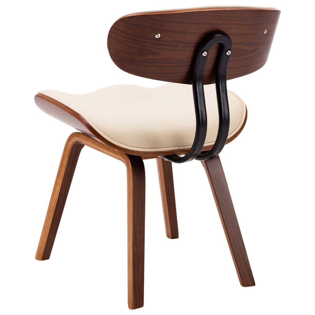 Sillas de comedor 2 uds madera curvada y cuero sintético crema