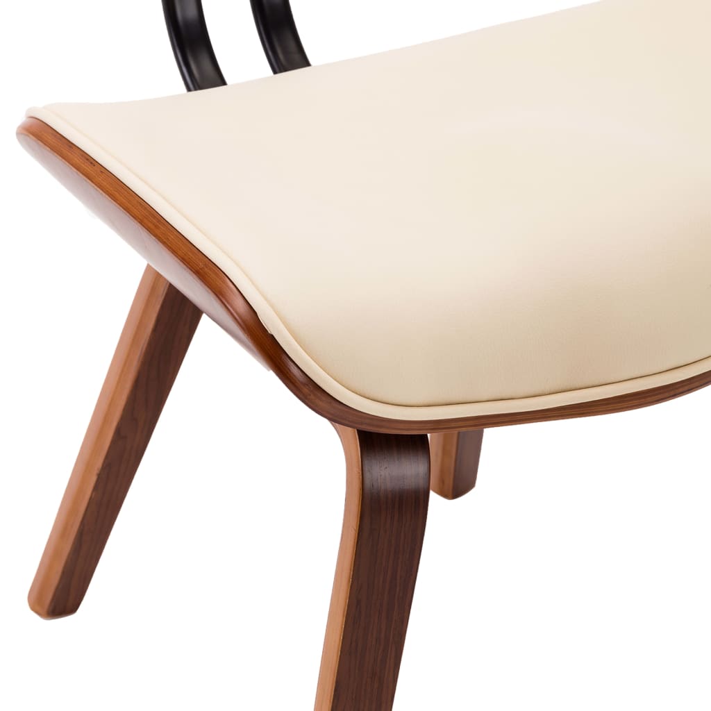 Sillas de comedor 2 uds madera curvada y cuero sintético crema