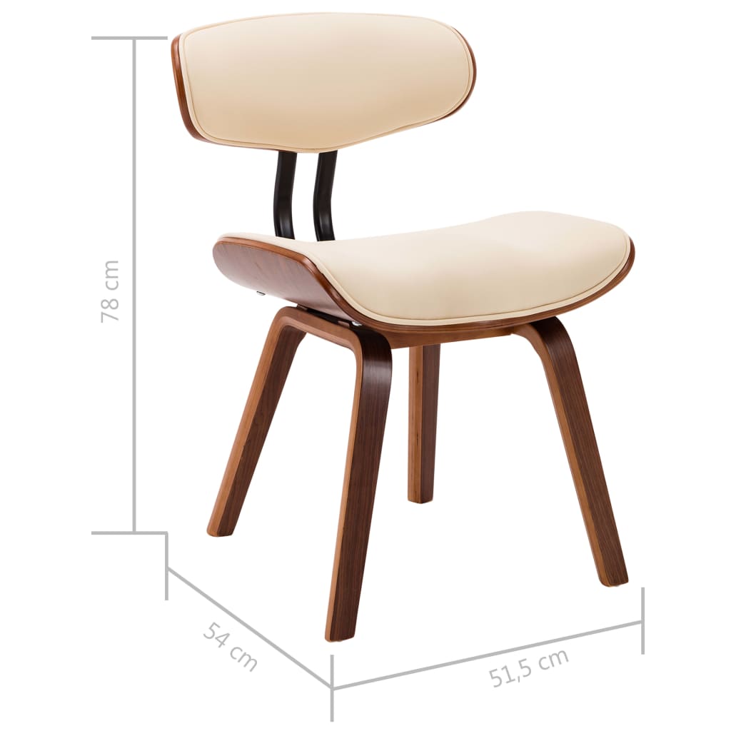 Sillas de comedor 2 uds madera curvada y cuero sintético crema