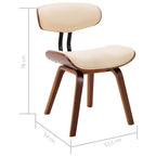 Sillas de comedor 2 uds madera curvada y cuero sintético crema
